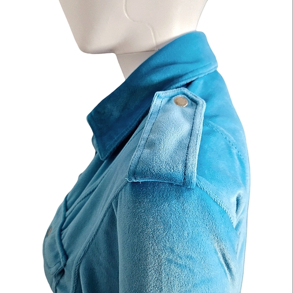 Together Vintage Aqua Velour Button down 80s Maxi Dress Excellent Condition SZ 4 - Picture 5 of 12